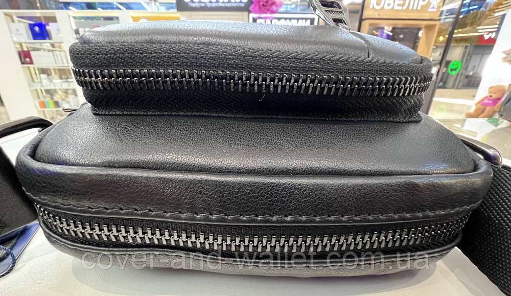 Маленькая мужская кожаная сумка через плечо черного цвета ST 3021 Киев - изображение 3