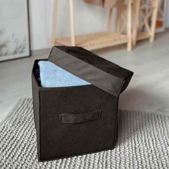 Короб с крышкой 30х30х30см для хранения вещей HY-Kr-black (Черный) Сумы