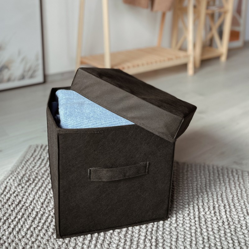 Короб з кришкою 30х30х30см для зберігання речей HY-Kr-black (Чорний) Суми - фото 1