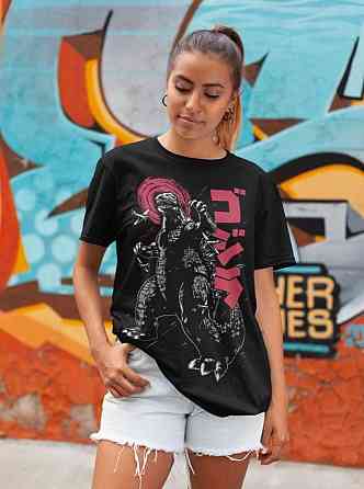 Футболка для мальчика аниме Годзилла Вс Кинг Конг оверсайз (рост от 165 до 180 ) Черний AnimeJ0883m Днепр