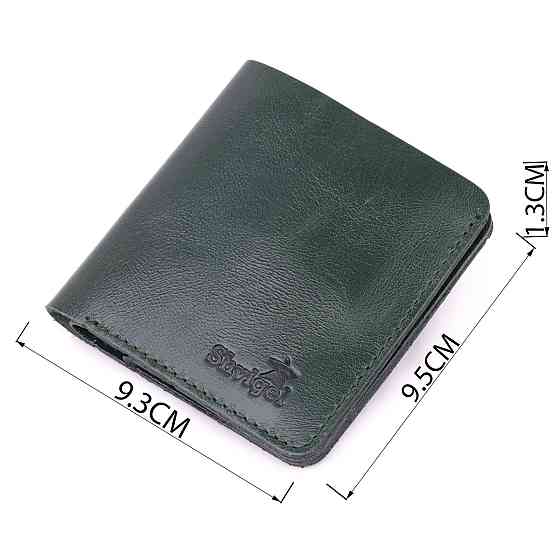 Шкіряне практичне портмоне Shvigel 16608 Зелений Київ