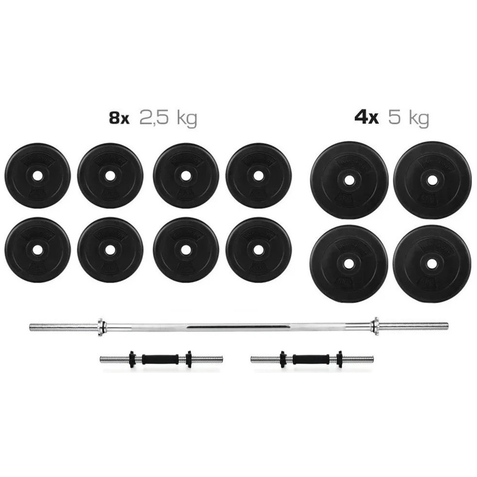 Гантелі 2 * 21 кг розбірні + Штанга 50 кг пряма фіксована складальна комплект набір для дому Київ - фото 1