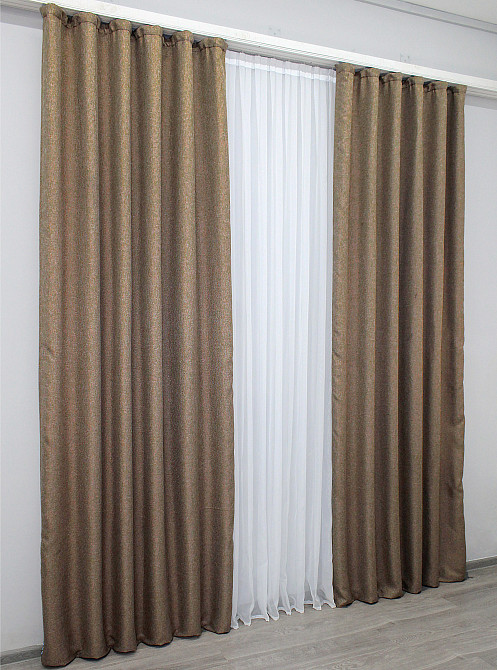 Шторная ткань лен-блэкаут 