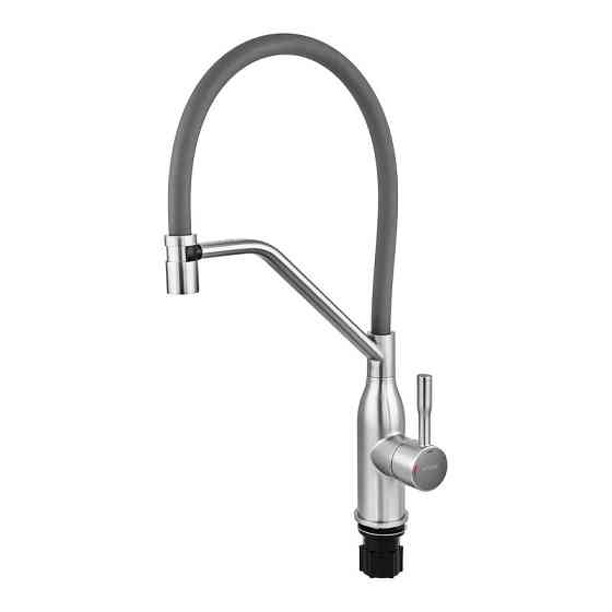 Змішувач для кухні MIXXUS PREMIUM GRAVITY 017 (NUT) SS COLOR REFL.GREY (Колір нержавійка та силіконовий вилив сірий) (MI8407) ( Харків