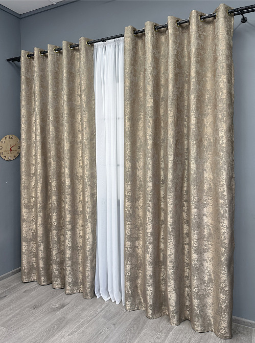Комплект штор на люверсах VR-Textil Жаккард Sultan XO № 1683ш 150х250 см 2 шт Капучино (37-0196) Киев - изображение 12