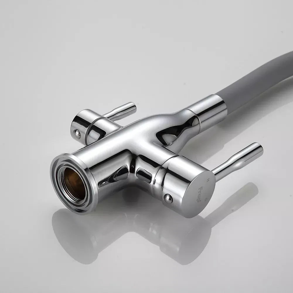 Змішувач для кухні під фільтр Frap F4396 з гнучким виливом, хром/сірий Київ - фото 4