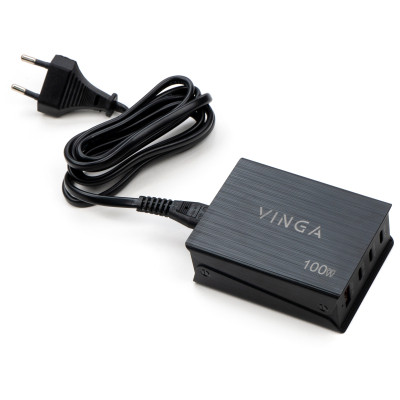 Зарядний пристрій Vinga GaN 100W PD+QC 3C1A ports 1.2m Wired Charger (VCPCH100CB) Вінниця - фото 4
