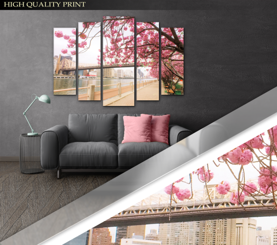 Модульна картина Місто Весна Art-345_5 ( 80х118см ) Київ