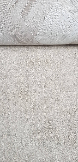Обои виниловые на флизелине Grandeco Time метровые под штукатурку под замш болотные серо бежевые Киев - изображение 2