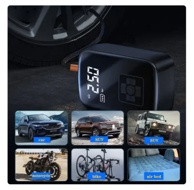 Насос аккумуляторный цифровой AIR Pump PPAP-006 Type-C с фонариком и переходниками Винница - изображение 6