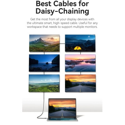 Дата кабель USB-C to USB-C 1.0m USB4.0 240W (50V/5A) 8K60Hz Thunderbolt 4 Gray Aluminum Alloy Vention (TAVHF) Вінниця - фото 5