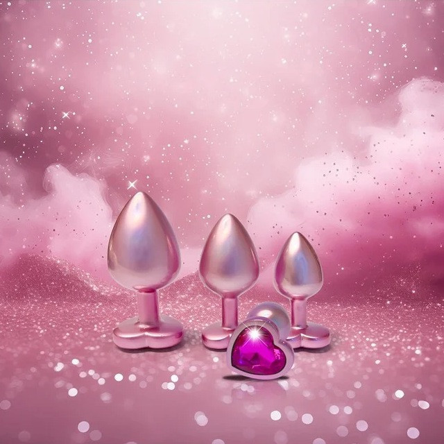 Набір із трьох анальних пробок Dream Toys Gleaming Love, розміри S, M, L, перламутрово-рожевий Sex Aura Київ - фото 7