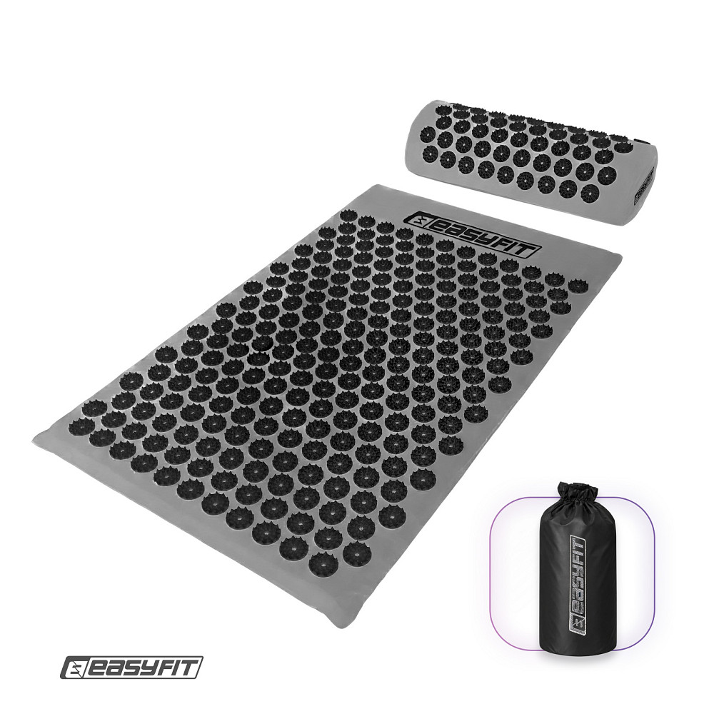 Масажний килимок EasyFit з подушкою (аплікатор Кузнєцова) + чохол Сірий з чорним Коломия - фото 7
