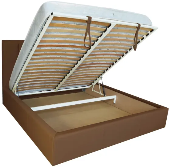 Ліжко Sanam Comfort 140 х 190 см Fly 2213 A1 З підйомним механізмом та нішою для білизни Світло-коричневий Київ