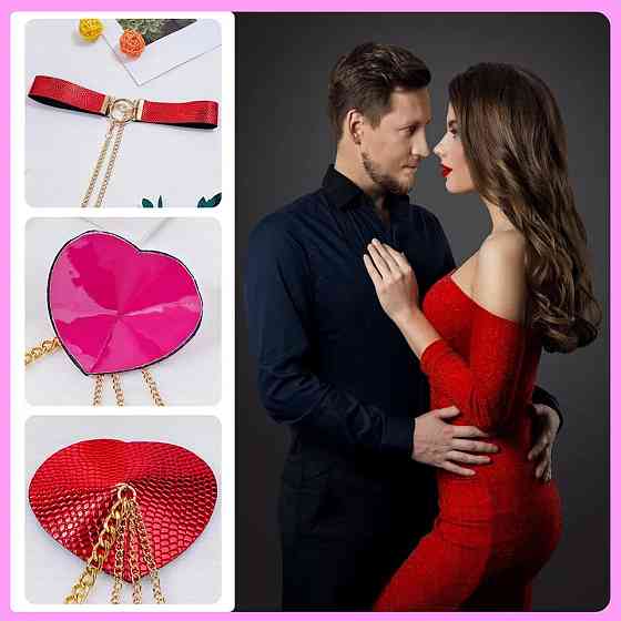 Стікіні наклейки на груди з ланцюжком та ошийником one size червоний Київ