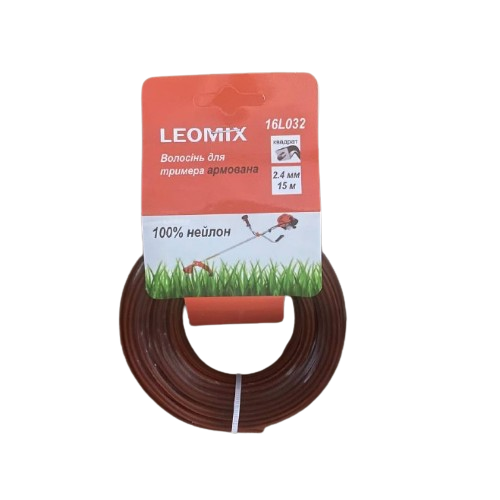 Ліска для тримера d2,4мм 15м зріз/армований квадрат LEOMIX Житомир - изображение 1