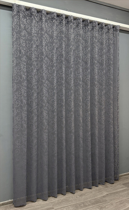 Тюль VR-Textil 1484т Жакард з вишивкою графітовий 300х270 см (40-323) Київ - фото 3
