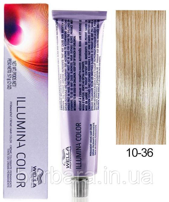 10/36 Краска для волос  Wella Illumina Сolor 10/36 Яркий блонд золотисто-фиолетовый Киев - изображение 2