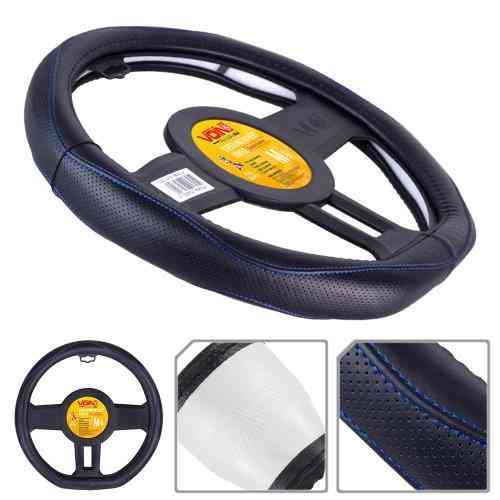 Чохол на кермо VLOD-LF2161 BK R/BL M чорний шкіряний з одним швом flat Харків