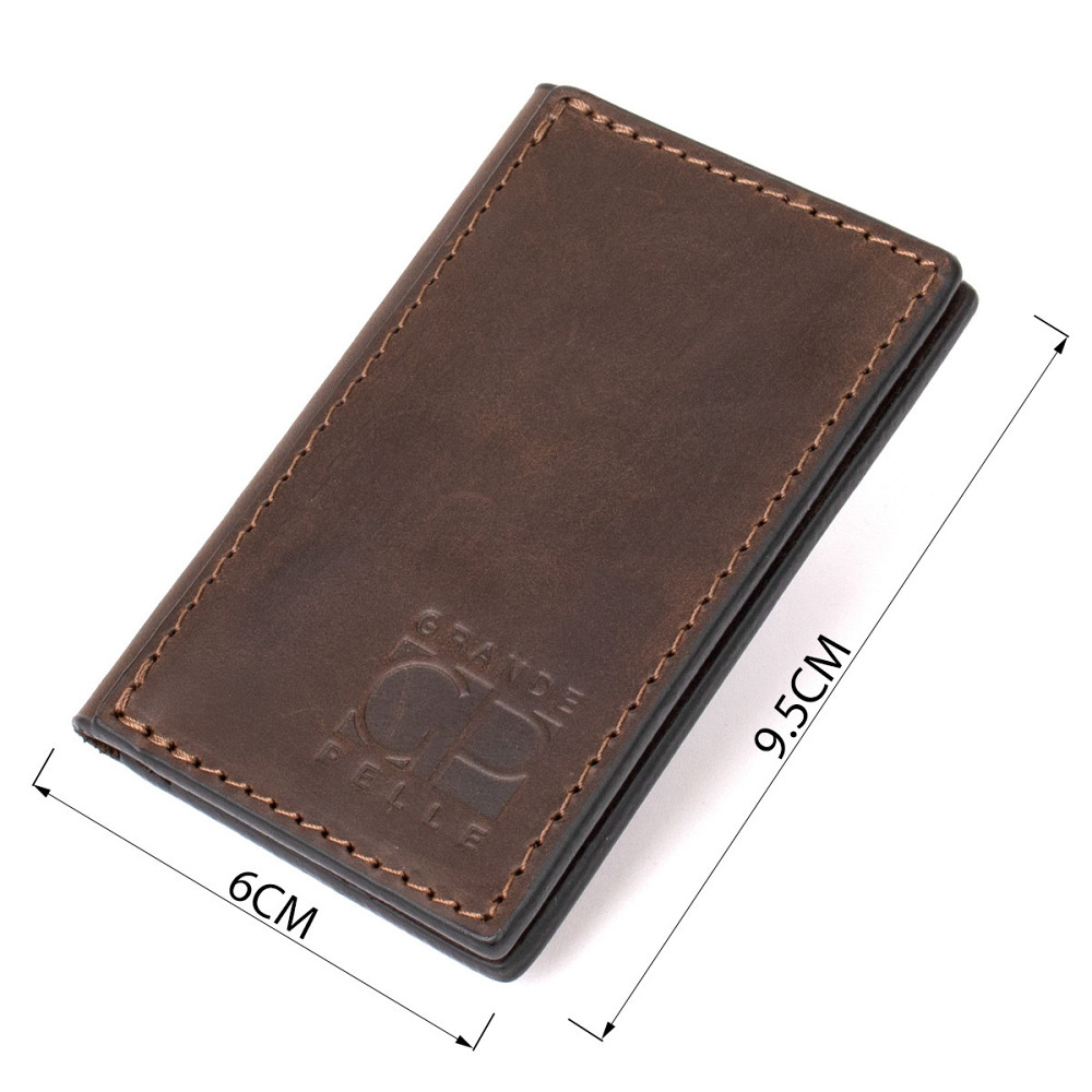 Маленький шкіряний картхолдер GRANDE PELLE 11503 Коричневий Київ - фото 8