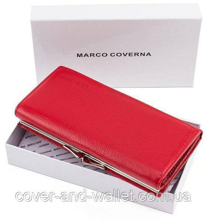Вместительный женский кошелек из натуральной кожи красного цвета Marco Coverna 1412 Киев - изображение 5