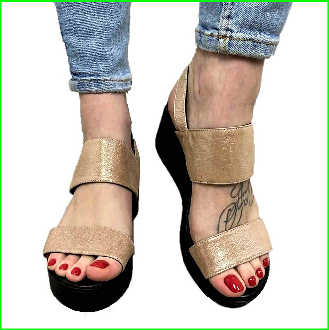 Жіночі Сандалі Босоножки на Танкетці Платформа Бежові Літні (розміри: 36) - 76-4 Дніпро - фото 7