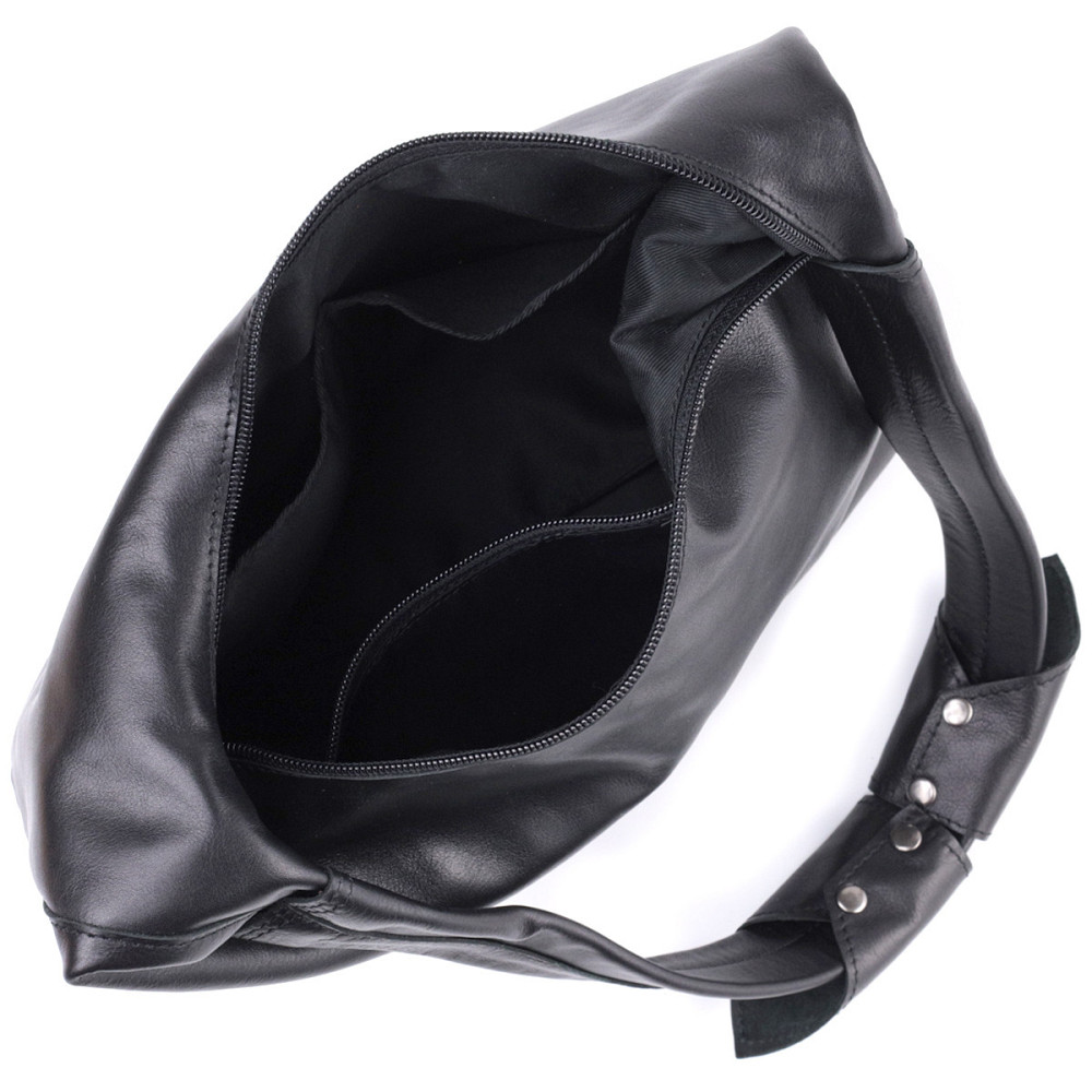 Практична жіноча сумка на плече з гладкої натуральної шкіри Чорна (SHVIGEL) Київ - фото 1