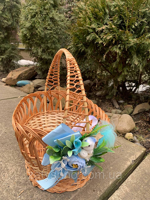 Кошик великий, плетений, з квіткою Київ - фото 5
