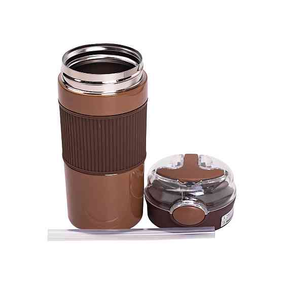 Термочашка з трубочкою 400 мл Коричневий HPGM3001BR Київ