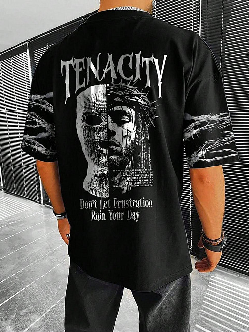 Футболка мужская с принтом  46 Черная 2664091183 Днепр - изображение 1