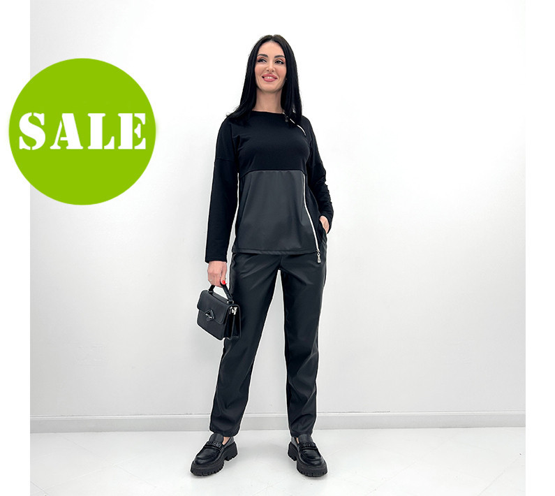 Повсякденний костюм з блискавками "Skylar" оптом | Норма і батал | Розпродаж моделі Київ - фото 1