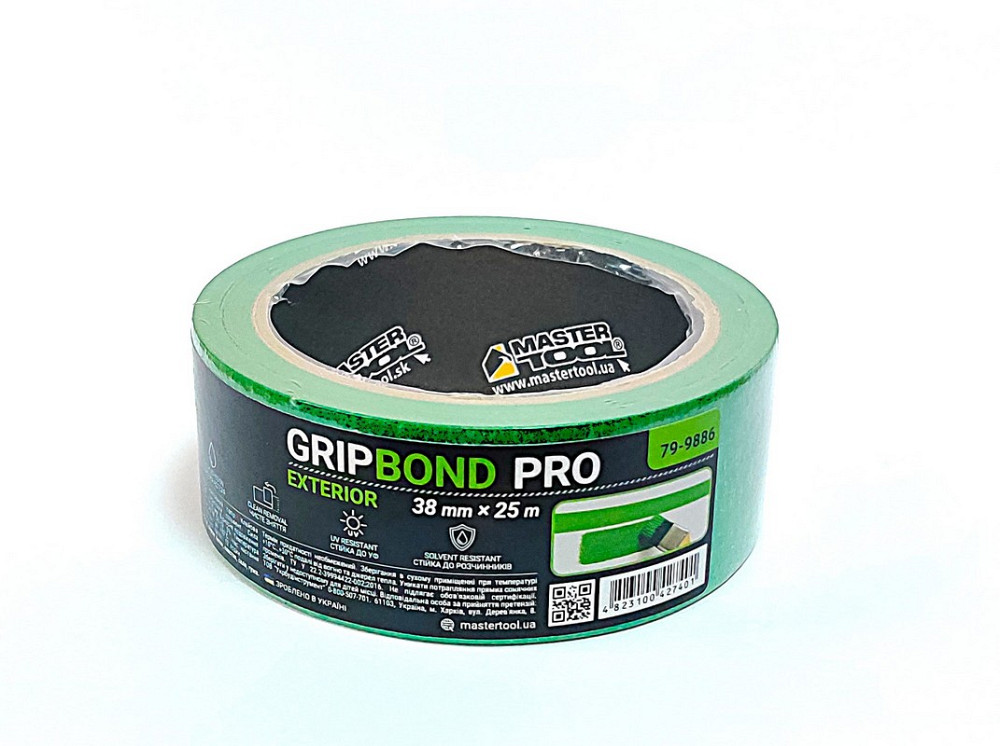 MASTERTOOL Стрічка малярна для грубих робіт MASTERTOOL GripBond Pro Exterior 38 мм×25 м зелена Коломыя - изображение 1