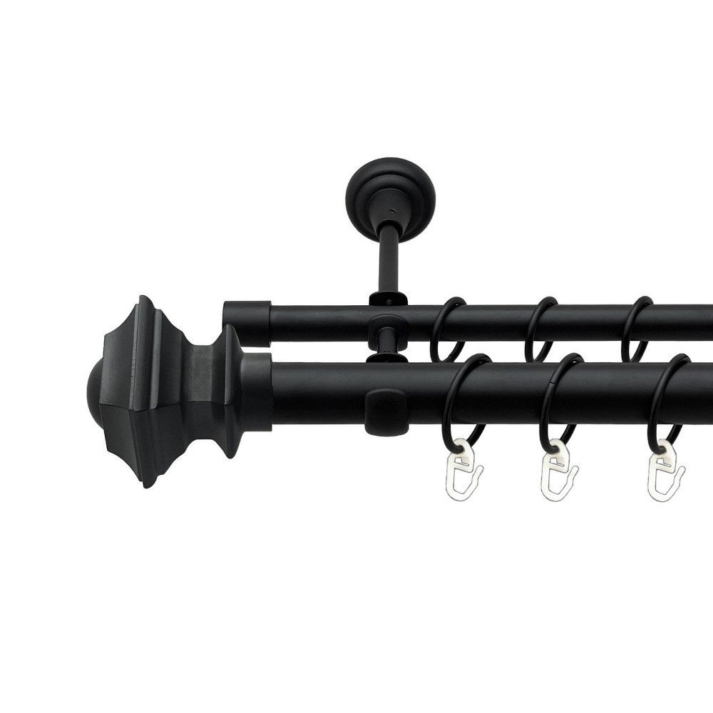 Карниз Orvit Борджеза металевий дворядний відкритий гладка труба кільце металеве Чорний Оксамит 25\16 мм 240 см (00-00024514) Львів - фото 1