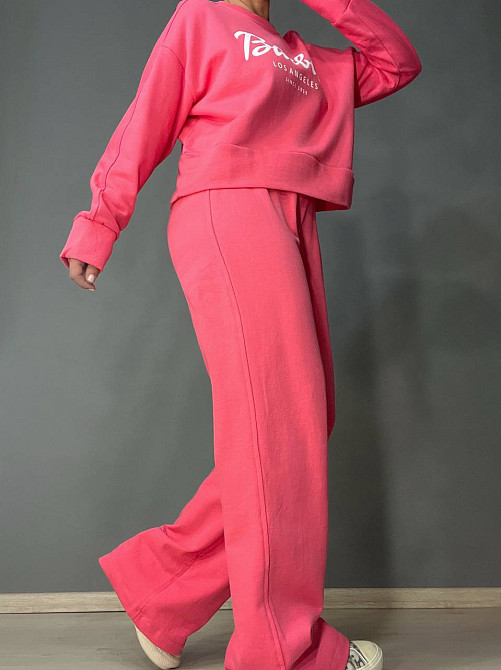 Костюм женский Quzen 485-485 Barbie оверсайз свитшот и брюки палаццо розовый, розовый, M Киев - изображение 13