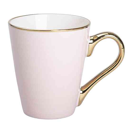 Чашка порцелянова із золотим обідком та позолоченою ручкою 320 (мл) Рожева RX-N240624P Київ