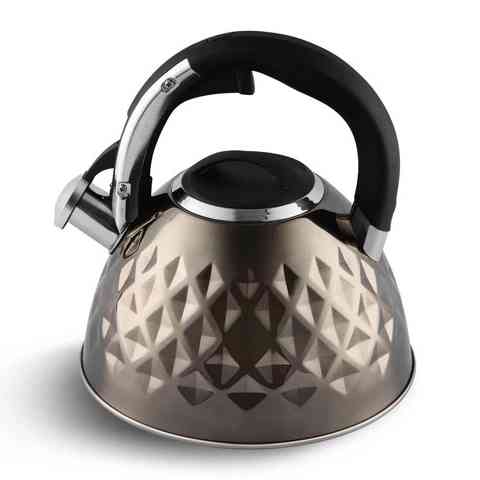 Чайник на три литра для плиты, Чайник с удобным носиком для налива воды Современный со свистком EO-72 Львов