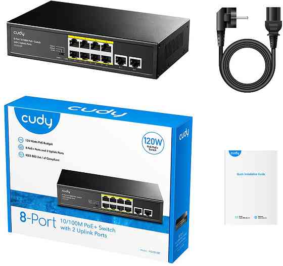 Комутатор Cudy FS1010P, 8 портовий 10/100M PoE+ Switch with 2 Uplink Ports 120W Вінниця