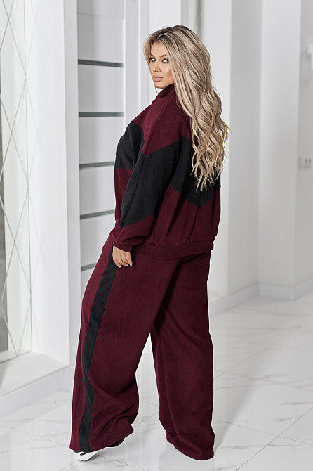 Спортивний флісовий костюм "Connect" | Батал Марсала+черный, 54-56 Київ - фото 2