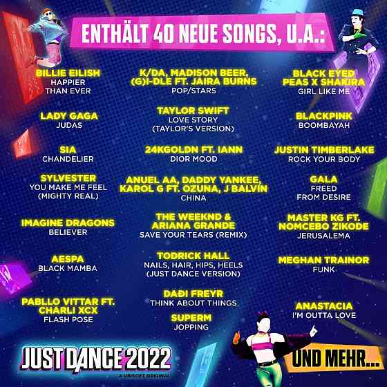 Відеогра Ubisoft Just Dance 2022 (PS4) безкоштовний апгрейд на PS5, 40 хітів, смартфон-контролер, режим Sweat та Kids, англ Київ
