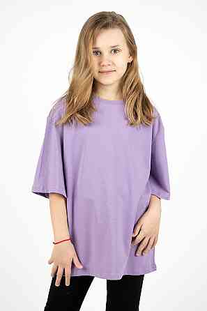 Футболка для девочки оверсайз, сиреневая, х/б, топ 158 Киев