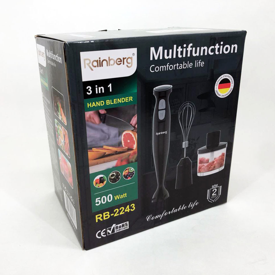Блендер з тихим режимом Rainberg RB-2243, Блендер для кухні подрібнювач з чашею Блендери насадками CP-88 Львів - фото 7