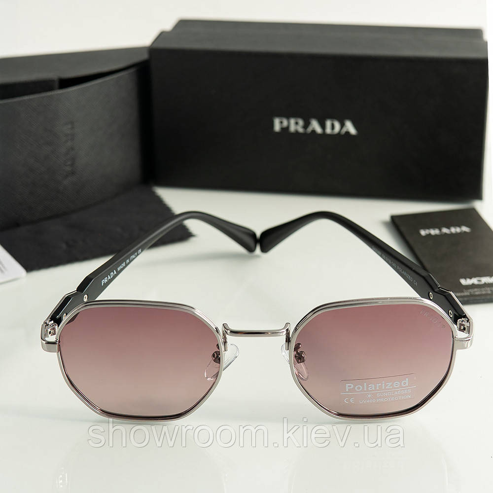 Жіночі брендові сонцезахисні окуляри Prada (08242) brown Київ - фото 1
