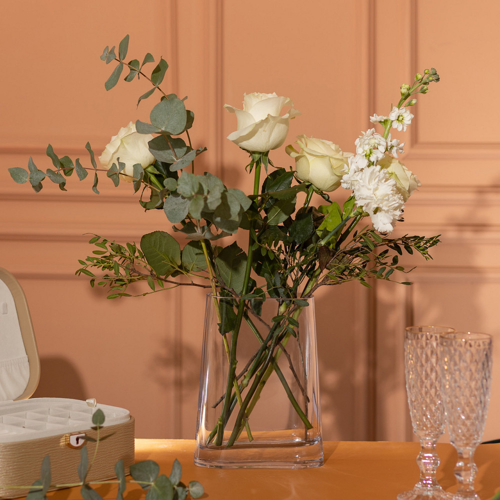 Flower Season Ваза для квітів скляна 15х7х21 см прозора декоративна ваза 1.1 л HP-10-7 Коломия - фото 3