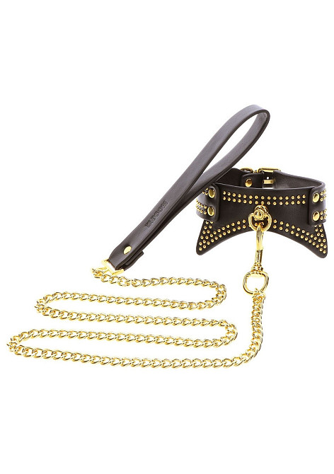 Нашийник із заклепками та повідцем Taboom Vogue Studded Collar and Leash, веганська шкіра, чорний Sex Aura Київ - фото 6