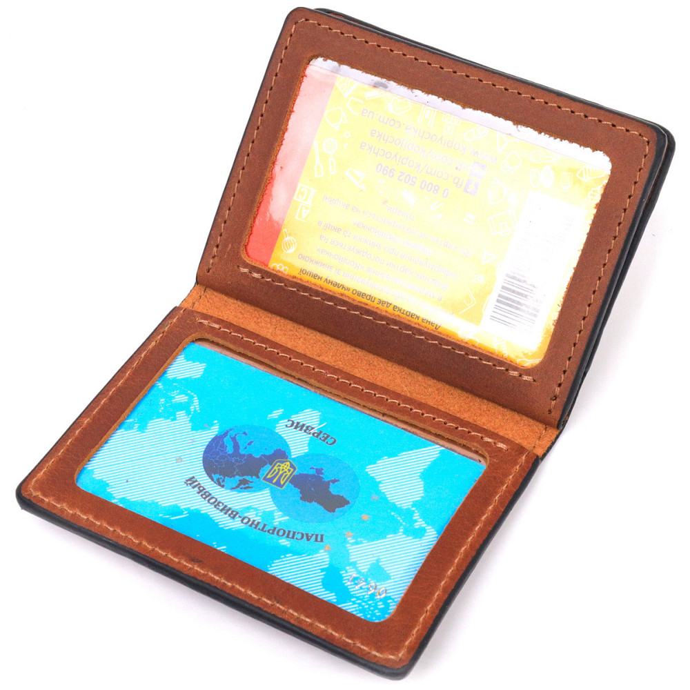 Чудова обкладинка на автодокументи у вінтажній шкірі Світло-коричнева (GRANDE PELLE) Київ - фото 1