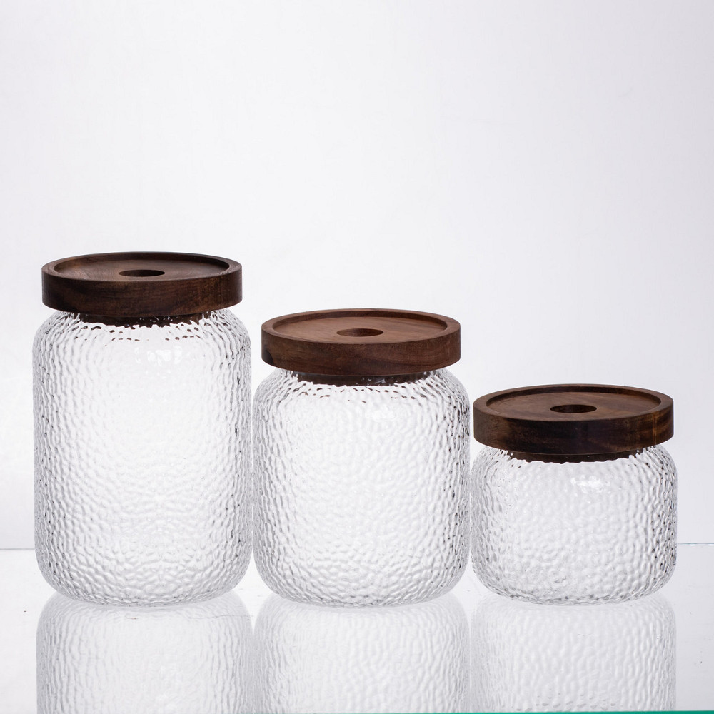 Набір банок для сипучих продуктів з бамбуковими кришками 400/600/800 мл 64486-11 Київ - фото 4