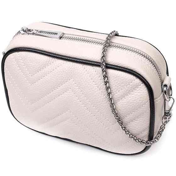 Вечірня жіноча сумка на ланцюжці із натуральної шкіри Біла (Vintage) Київ