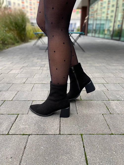 No brend Стильні замшеві черевики жіночі демісезонні весна-осінь чорні на стійкому каблуці р. 3 Коломия - фото 7