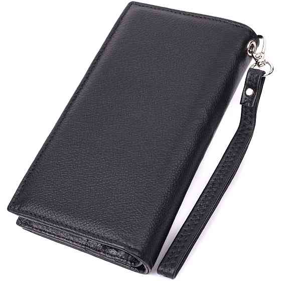 Вертикальный кошелек-клатч унисекс из натуральной кожи Черный (ST Leather) Киев