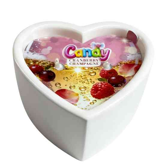 Масажна свічка з ароматом шампанського з журавлиною Candy Cranberry Champagne у формі серця, 70 мл Sex Aura Київ